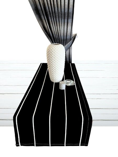 Siyah Beyaz Çizgili Runner 40X150cm