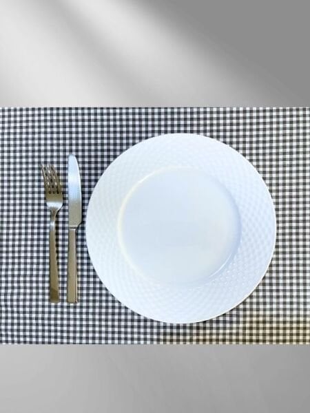 Enoteks 160X170 cm Gri Küçük Kare Desen Pötikareli Masa Örtüsü, Sofra Bezi, Piknik Örtüsü