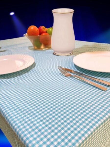 Enoteks Mavi Küçük Kare Desen Pötikareli Masa Örtüsü, Sofra Bezi, Piknik Örtüsü