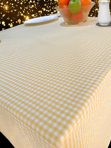 Enoteks Sarı Küçük Kare Desen Pötikareli Masa Örtüsü, Sofra Bezi, Piknik Örtüsü