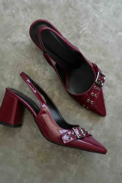 Bordo Rugan Kadın Topuklu Ayakkabı TR08MS07C