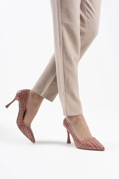 Kadın Somon Kroko Rugan Stiletto TR08MS10B