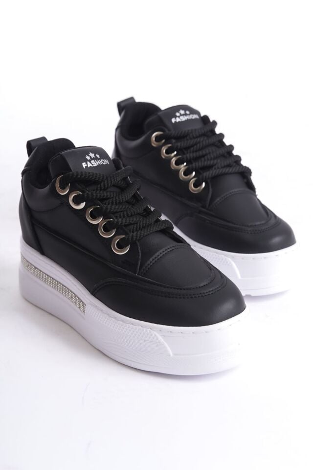Siyah Kadın Gizli Topuklu Sneaker TR04MS01A