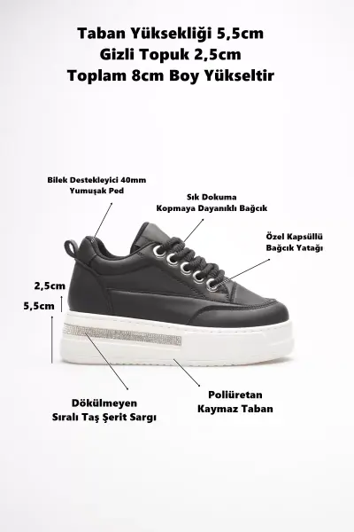 Siyah Kadın Gizli Topuklu Sneaker TR04MS01A