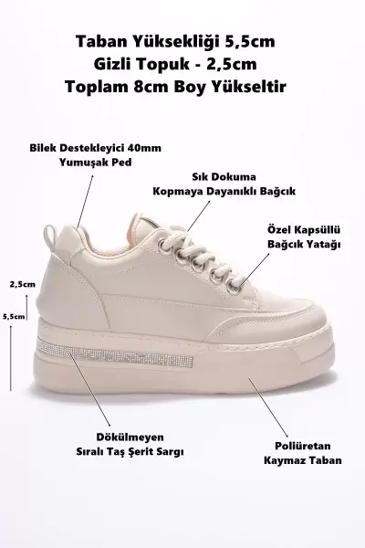 Kadın Bej Gizli Topuklu Sneaker TR04MS01C