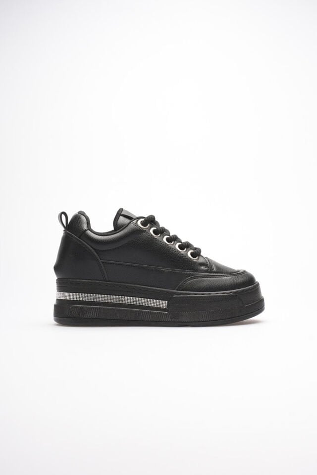 Kadın Siyah Tabanlı Siyah Gizli Topuklu Sneaker TR04MS01D