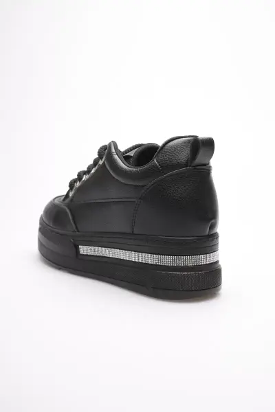 Kadın Siyah Tabanlı Siyah Gizli Topuklu Sneaker TR04MS01D