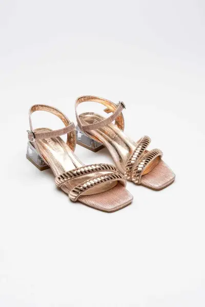 Rose Gold Taşlı Kadın Topuklu Sandalet TR25MY04D