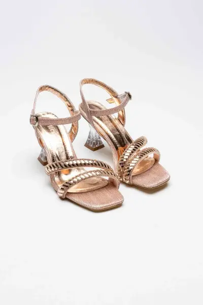Rose Gold Taşlı Kadın Topuklu Sandalet TR25MY05B