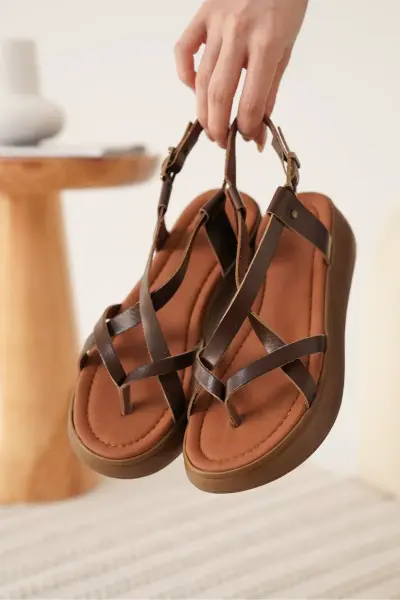 Acı Kahve Hakiki Deri Sandalet TR31MY60B