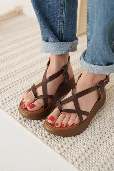 Acı Kahve Hakiki Deri Sandalet TR31MY60B