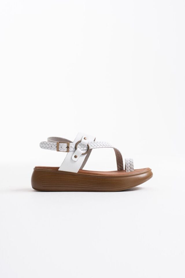 Beyaz Hakiki Deri Sandalet TR31MY64B