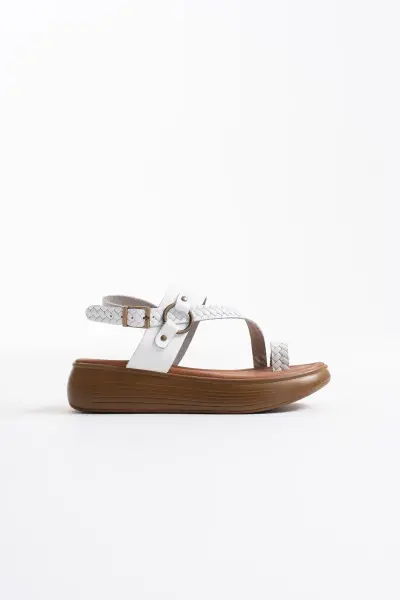 Beyaz Hakiki Deri Sandalet TR31MY64B