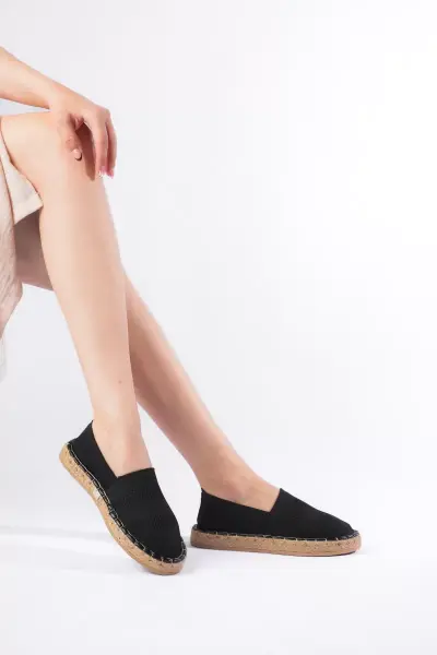 Kadın Siyah Triko Jüt Sargı El Yapımı Espadril TR44MY01A
