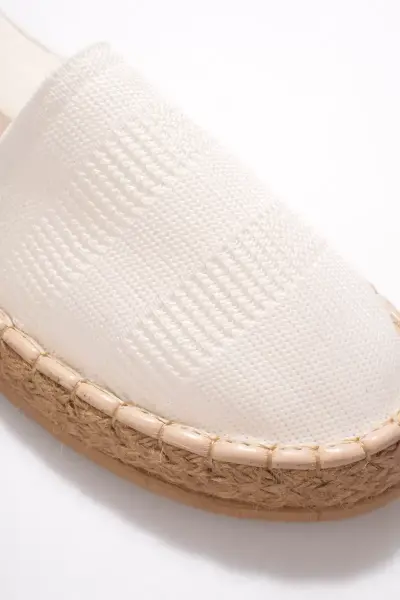 Kadın Beyaz Triko Jüt Sargı El Yapımı Espadril TR44MY01B
