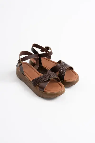 Acı Kahve Hakiki Deri Sandalet TR31MY58K