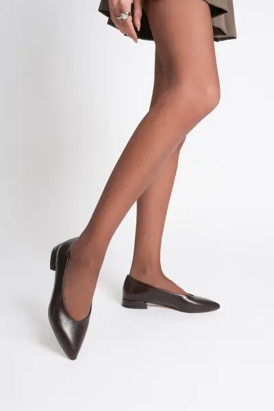 Kadın Acı Kahve Günlük Kısa Topuklu Ayakkabı TR23MS02B