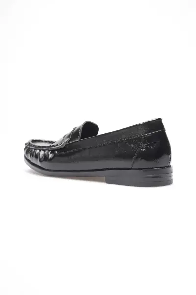 Siyah Parlak Deri Görünümlü Penny Loafer TR88MS02A