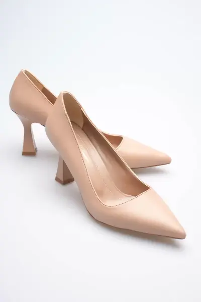 Nude Sivri Burun Orta Topuklu Kadın Stiletto TR20MS02D