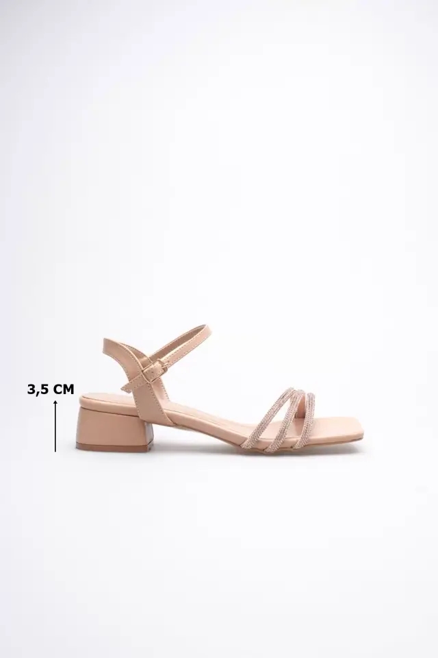 Kadın Nude Taş Detaylı Kalın Topuklu Şık Sandalet TR20MY26D
